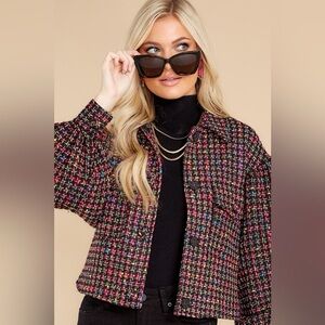 CROSBY by Mollie Burch Black Gemma Rainbow Tweed Jacket In excellent condition!